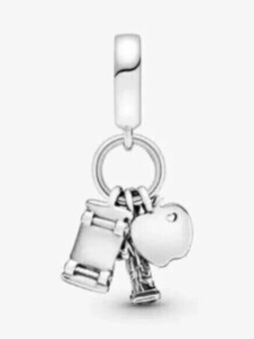 Pandora Silver New York Statue of Liberty & Orange Bag Dangle Charm
